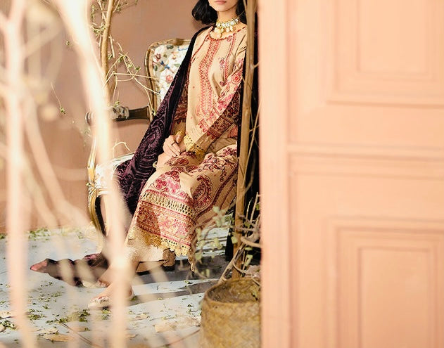 3-PCS EMBROIDERED KARANDI WITH PALACHI DUPATTA CHANMBELI COLLECTION 
-CH-68028