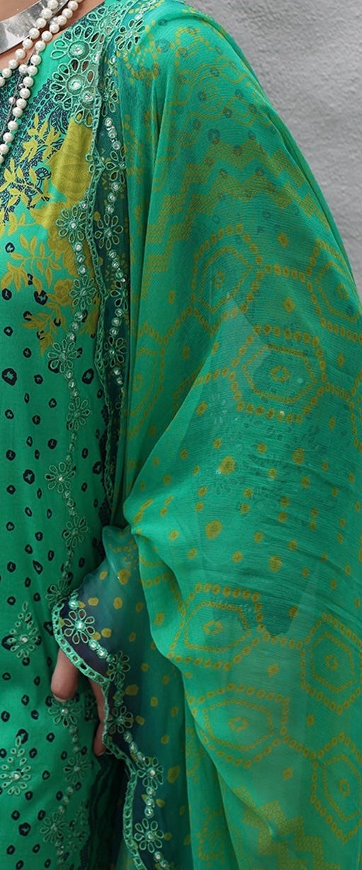 3-PC EMBROIDERED LAWN WITH EMBROIDRED CHIFFON DUPATTA CR4-0152