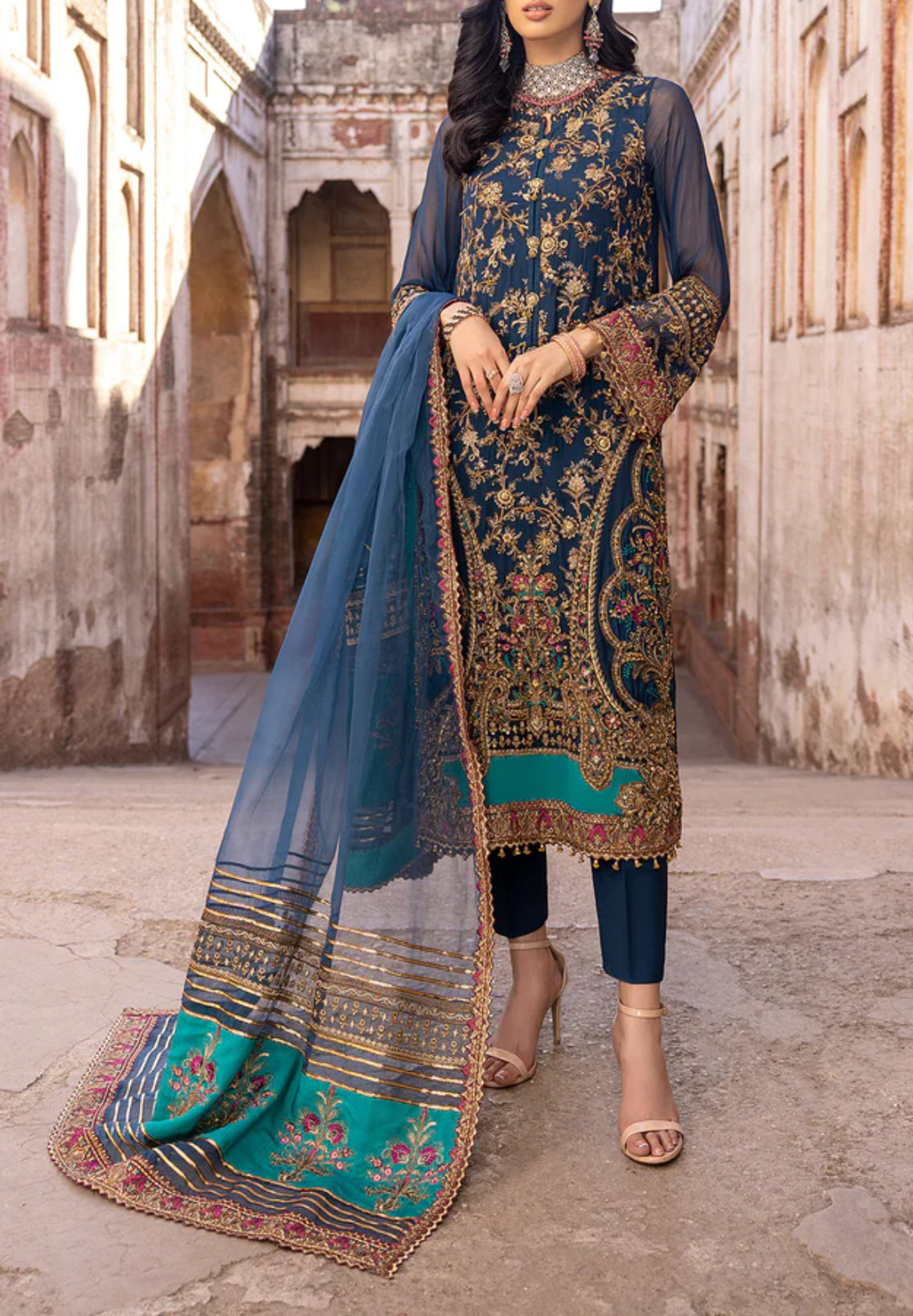 3-PCS LUXERY CHIFFON DASTAAN E JASHAN COLLECTION.  
- DJW-04