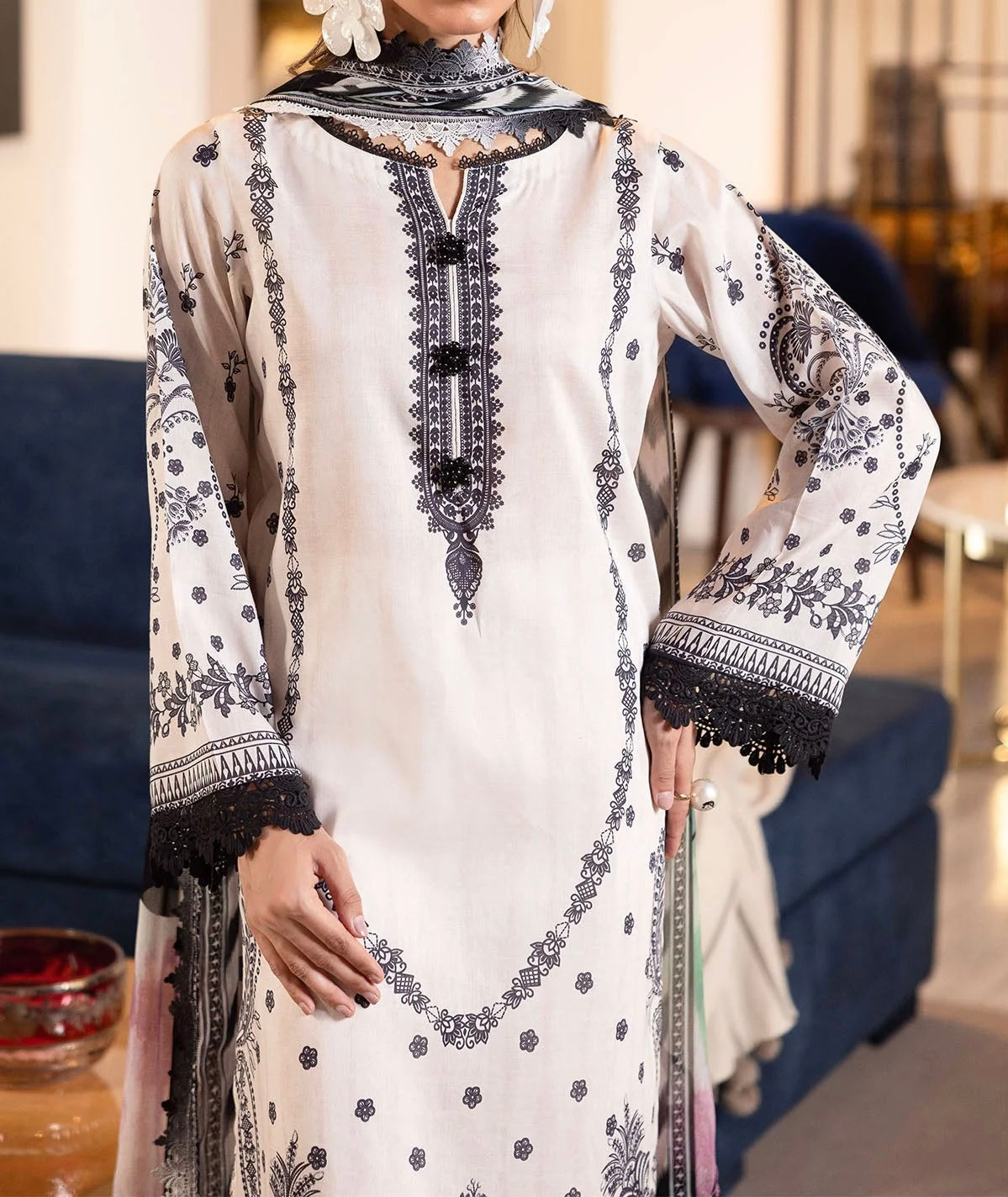 LAWN 3-PC  STITCHED SIGNATURE PRINTS - NUREH-SP116