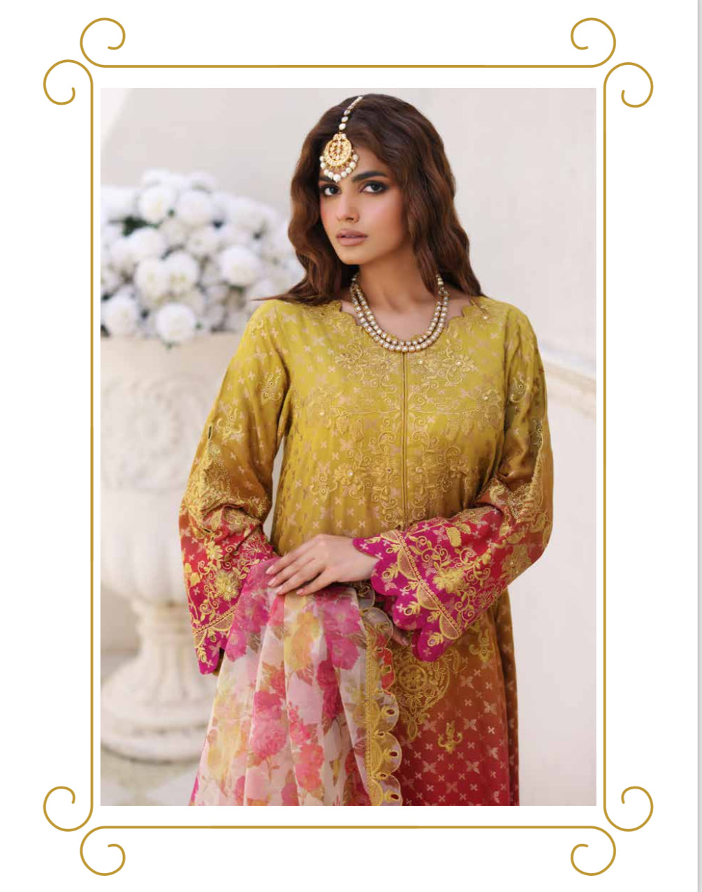 3-PCS RANGOLI COLLECTION EMBRODERD BROSHA AND BANARSI JACQUARD WITH EMBROIDERD ORGANZA DUPATTA -CR-0240