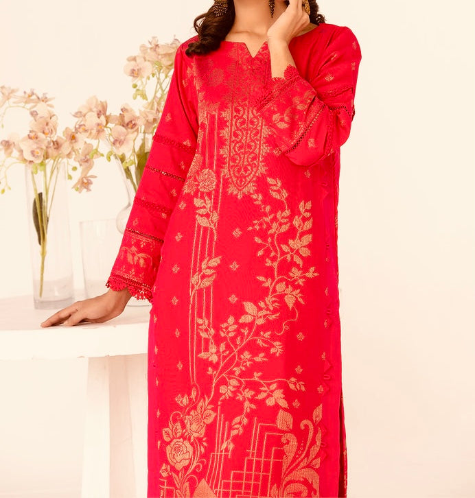 2-PCS BANARSI JACQUARD KHADDER CORAL COLLECTION
 -CR-5599