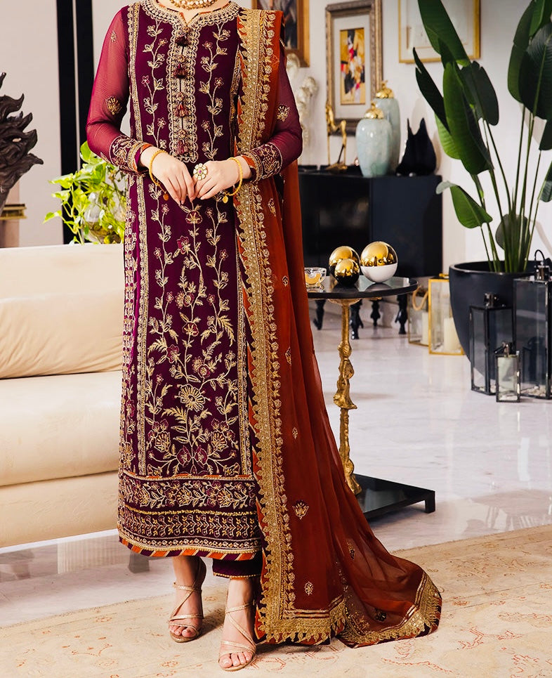 3-PCS RANG E NOOR COLLECTION LAWN SILK. -AJRN-2517 D