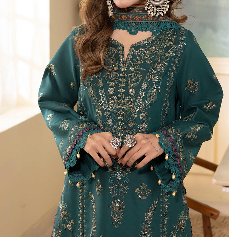 3-PC RANIA EMBROIDERED & PRINTED CAMBRIC-AJNR-1138