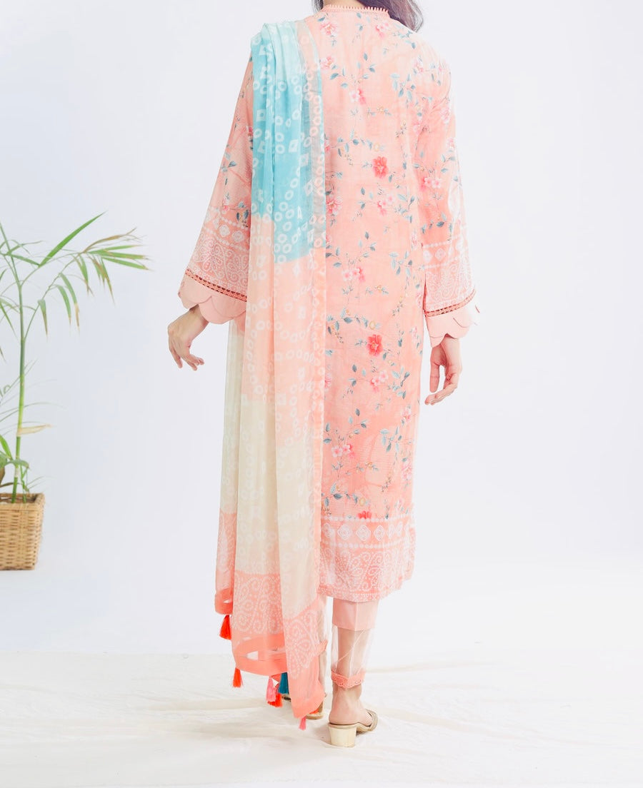 LAWN PEACH STITCHED SIGNATURE PRINTS - NUREH-SP114