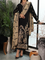 3-PC EMBROIDERED LEATHER WITH PRINTED SHAWL PS3-40-22