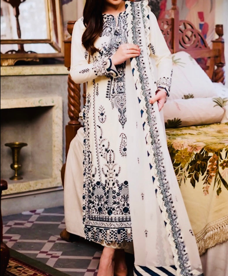 3-PCS RANG E NOOR COLLECTION LAWN SILK. -AJRN-0117