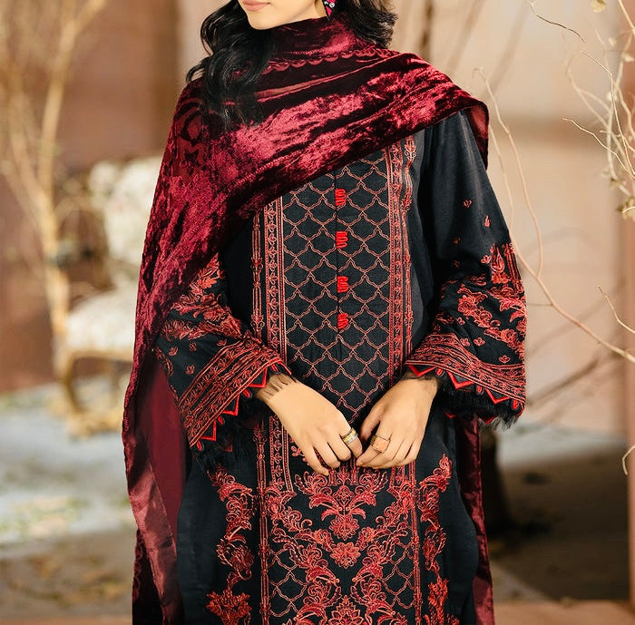 3-PCS EMBROIDERED KARANDI WITH PALACHI SHAWL CHANMBELI COLLECTION -CH-67938