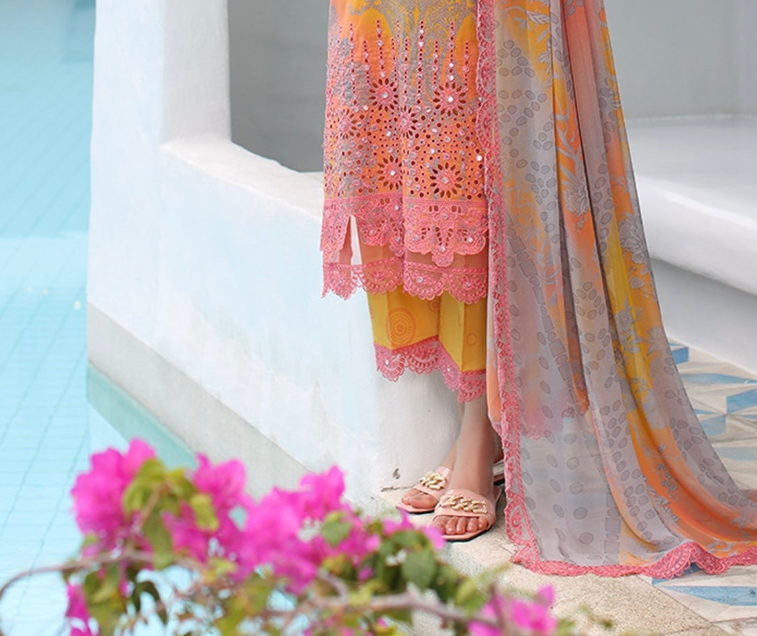 3-PC EMBROIDERED LAWN WITH EMBROIDRED CHIFFON DUPATTA CR4-0452