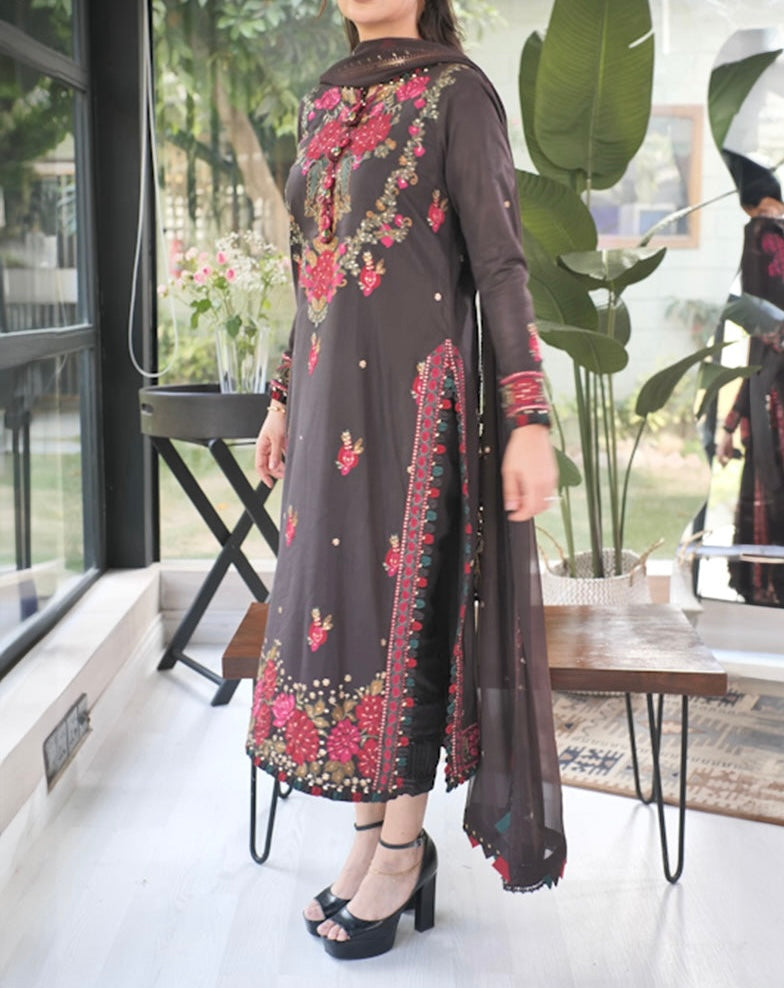 3-PCS RANG E NOOR COLLECTION LAWN SILK. -AJRN-1217