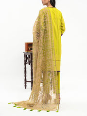 3-PC LAWN JACQUARD SHIRT WITH PRINTED DUPATTA AND TROUSER-CLJ3-0140