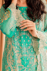 3-PCS-GREEN CHIFFON SUIT- VASAL FORMALS BY CHARIZMA -VSL-02