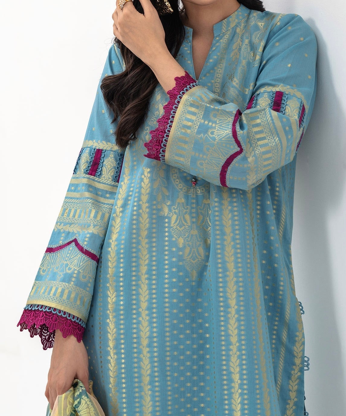 3-PC LAWN JACQUARD SHIRT WITH PRINTED DUPATTA AND TROUSER CLJ3-0740