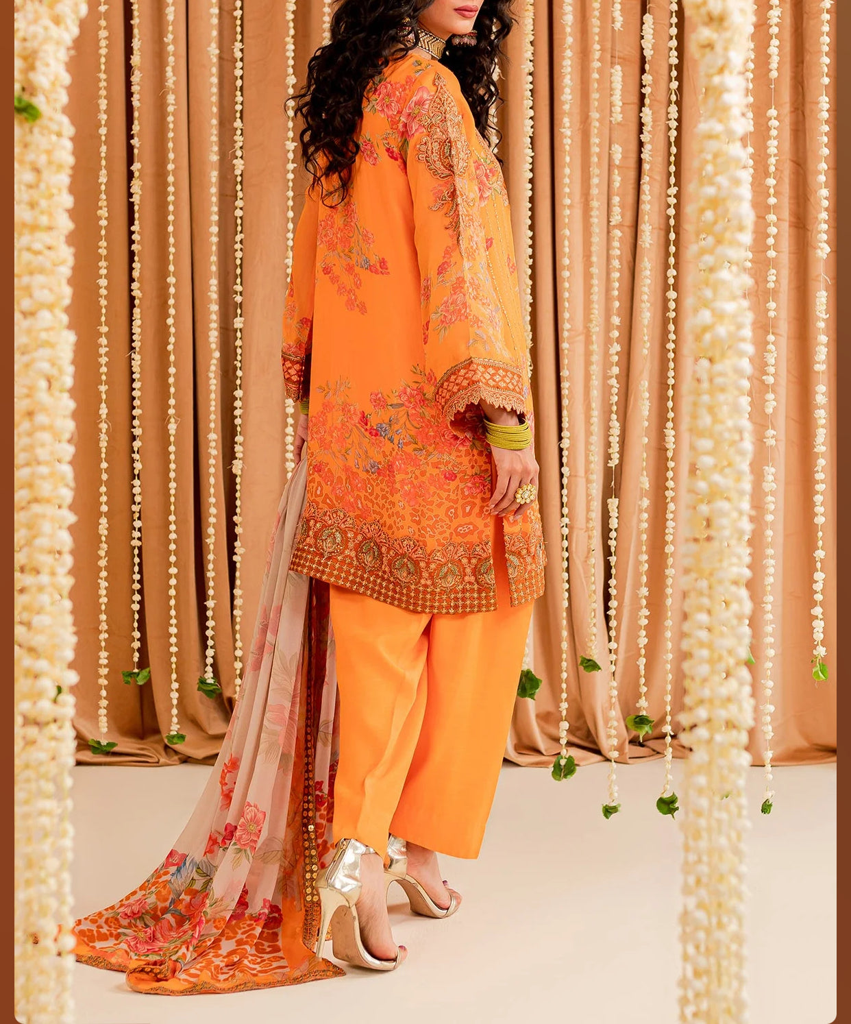 3-PC MUSTARD CHIFFON SUIT -VASAL FORMALS-VSL-01