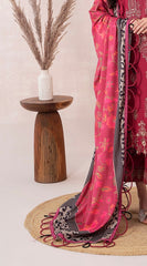 3-PC EMBROIDERED DHANK FRONT WITH PRINTED SHAWL AND TROUSER PS3-37-09