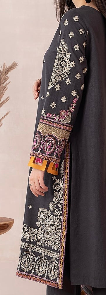 3-PC EMBROIDERED DHANK FRONT WITH PRINTED SHAWL AND TROUSER PS3-37-11