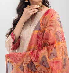 3-PC LAWN JACQUARD SHIRT WITH PRINTED DUPATTA AND TROUSER CLJ3-0440