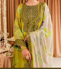 3-PCS-GREEN CHIFFON SUIT-VASAL FORMALS BY CHARIZMA-VSL-07