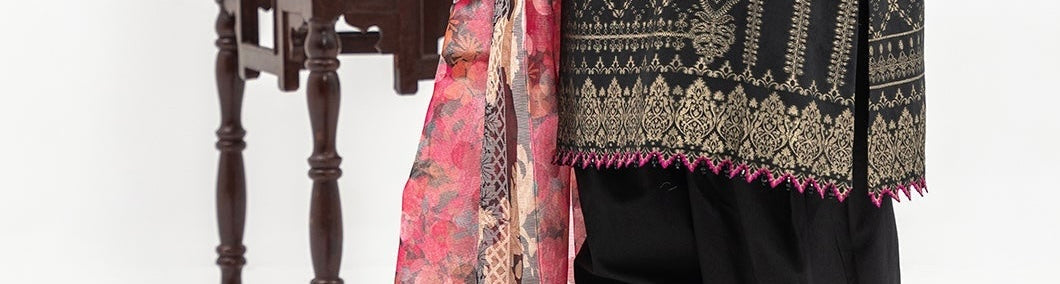 3-PC LAWN JACQUARD SHIRT WITH PRINTED DUPATTA AND TROUSER CLJ3-0540