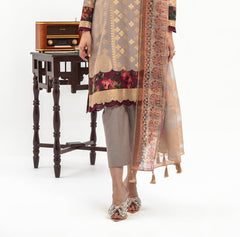 3-PC LAWN JACQUARD SHIRT WITH PRINTED DUPATTA AND TROUSER CLJ3-0840