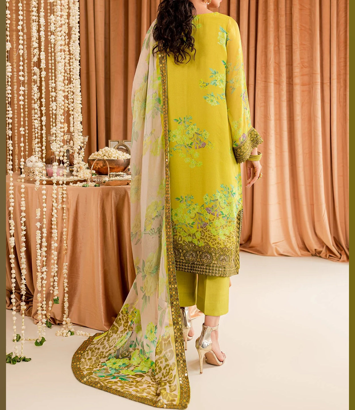 3-PCS-GREEN CHIFFON SUIT-VASAL FORMALS BY CHARIZMA-VSL-07