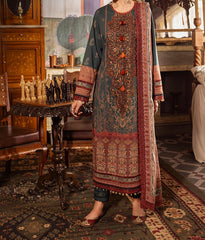 3-PC RANIA EMBROIDERED & PRINTED CAMBRIC AJNR-0238