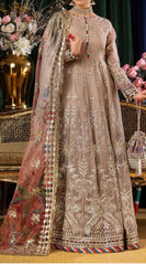Model wearing Aroha Luxury Formal -04 featuring embroidered organza, raw silk inner, and printed dupatta.
