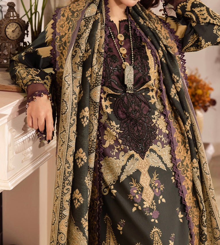 Detailed shot laced dupatta pattern in black ceremonial suit – Marina Mystique