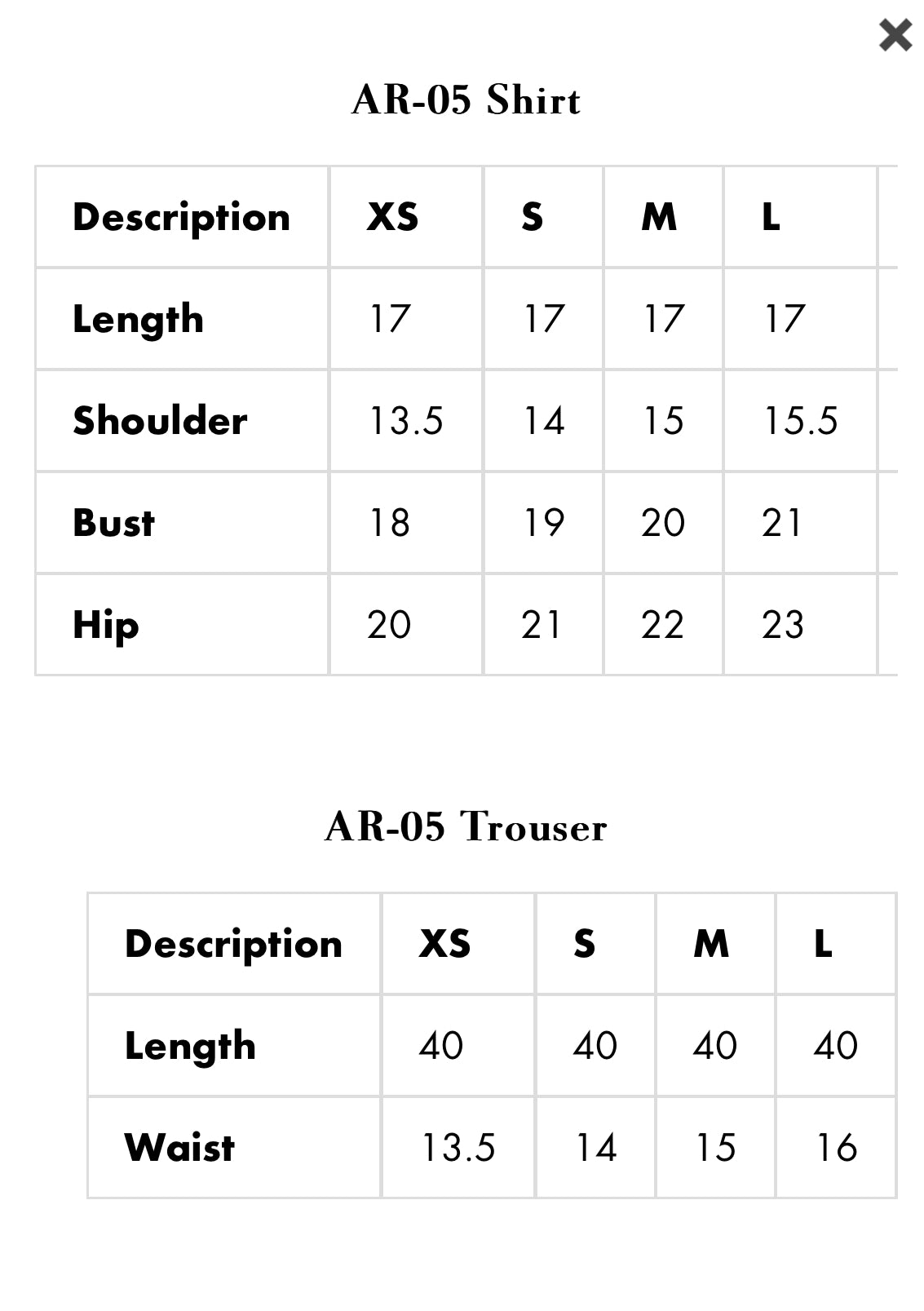 Size chart for Aroha Luxury Formal Saree-05 by Riyaz Arts.