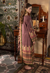 Back view of maroon cambric shirt with digital print motifs