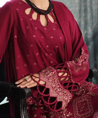 Side pose showing full-sleeve embroidered design