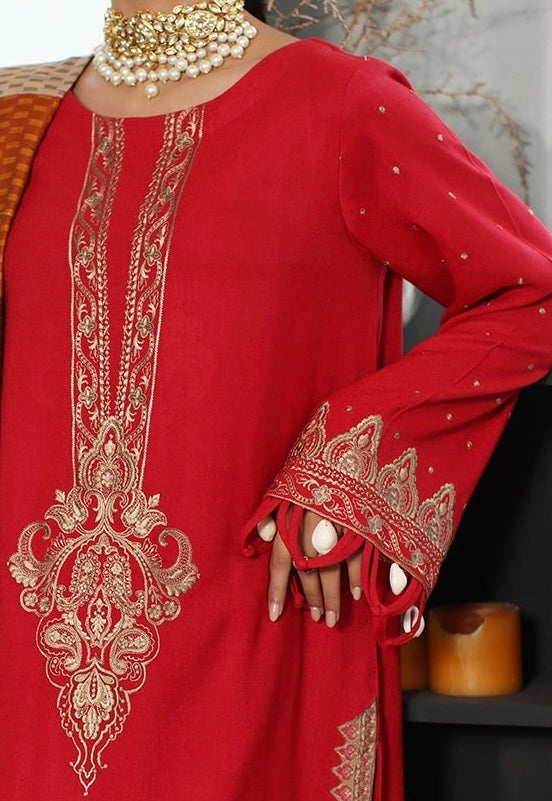 Detailed neckline and jacquard wool shawl border – Marina Mystique Luxury Winter Suit