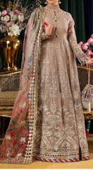 Front full view of embroidered organza dress Aroha Luxury Formal 62-04 by Riyaz Arts