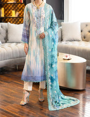 embroidered neckline, fabric texture, and lace detailing of Nureh SP-117 Signature Lawn 3-Piece Suit – premium Pakistani stitched law